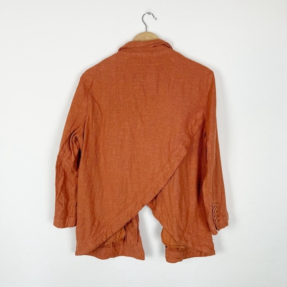 Anthropologie Vintage Washed Linen Blazer Terra Cotta Orange Split Back - Picture 6 of 11